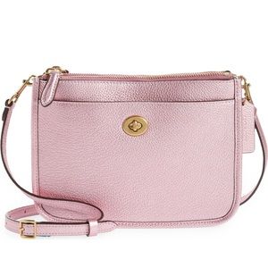 Coach slim turnlock metallic polished pebble leather